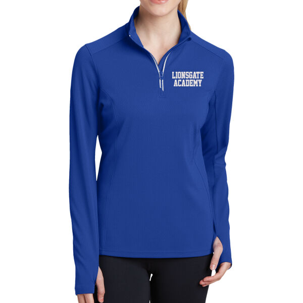 Sport-Tek® Ladies Sport-Wick® Textured 1/4-Zip Pullover - Embroidered Logo Thumbnail