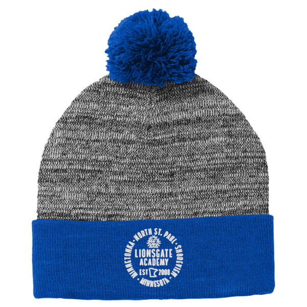 Sport Tek Heather Pom Pom Beanie - Embroidered Logo Thumbnail