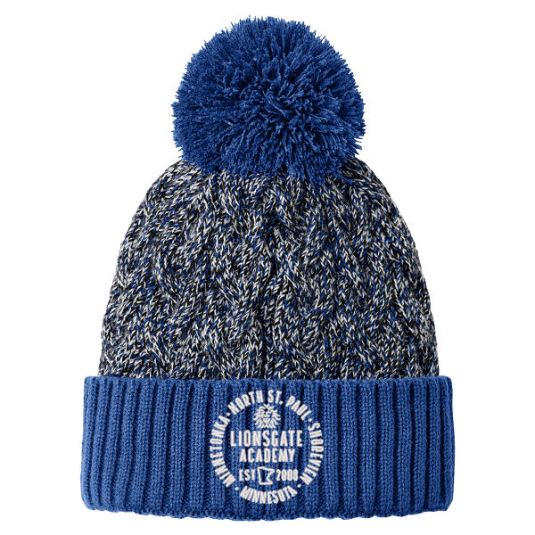 New Era Marled Knit Pom Beanie - Embroidered Logo Thumbnail